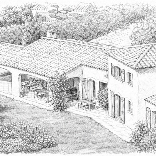 Villa méditerranéenne avec terrasse et jardin